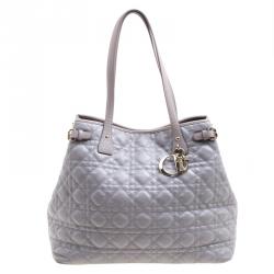 Pre Owned Dior Grey Coated Canvas Medium Panarea Shopper Tote