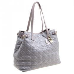 Pre Owned Dior Grey Coated Canvas Medium Panarea Shopper Tote