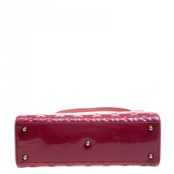 Pre Owned حقيبة ديور ليدي ديور جلد فوشيا وردي لامع كبيرة