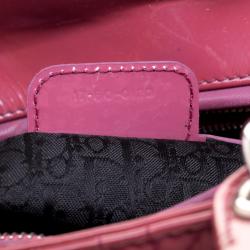 Pre Owned حقيبة ديور ليدي ديور جلد فوشيا وردي لامع كبيرة