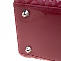 Pre Owned حقيبة ديور ليدي ديور جلد فوشيا وردي لامع كبيرة