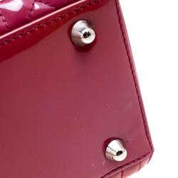 Pre Owned حقيبة ديور ليدي ديور جلد فوشيا وردي لامع كبيرة