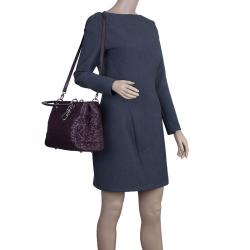 مملوكة مسبقًا حقيبة ديور أفينو جلد أرجواني مغزول بيد علوية