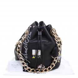 Pre Owned Dior Black Leather Paradise Bubble Drawstring Bucket Bag