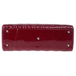 Pre Owned Dior Red Patent Leather Large Lady Dior