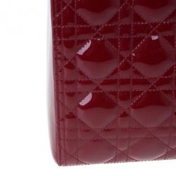 Pre Owned Dior Red Patent Leather Large Lady Dior