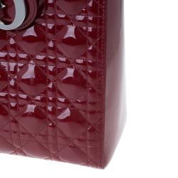 Pre Owned Dior Red Patent Leather Large Lady Dior