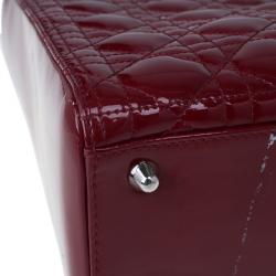 Pre Owned Dior Red Patent Leather Large Lady Dior