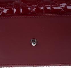 Pre Owned Dior Red Patent Leather Large Lady Dior