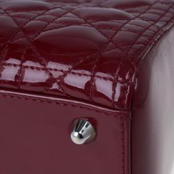 Pre Owned Dior Red Patent Leather Large Lady Dior