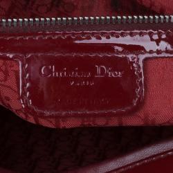 Pre Owned Dior Red Patent Leather Large Lady Dior
