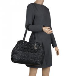 مملوكة مسبقًا Dior Black Coated Canvas Medium Panarea Shopper Tote
