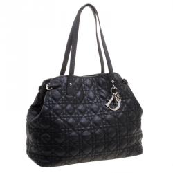 مملوكة مسبقًا Dior Black Coated Canvas Medium Panarea Shopper Tote