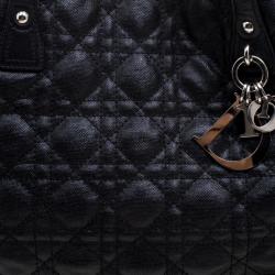مملوكة مسبقًا Dior Black Coated Canvas Medium Panarea Shopper Tote