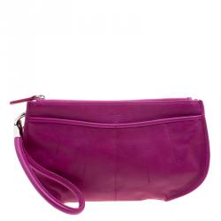 Pre Owned حقيبة كلتش ديور 61 جلد ماغينتا