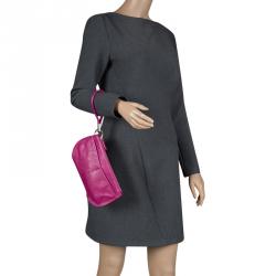 Pre Owned حقيبة كلتش ديور 61 جلد ماغينتا