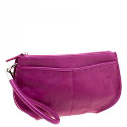 Pre Owned حقيبة كلتش ديور 61 جلد ماغينتا