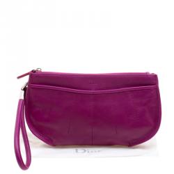 Pre Owned حقيبة كلتش ديور 61 جلد ماغينتا