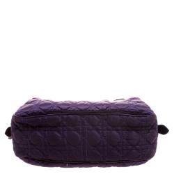 Pre Owned Dior Purple Cannage Nylon Charm Satchel