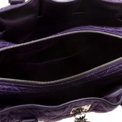 Pre Owned Dior Purple Cannage Nylon Charm Satchel