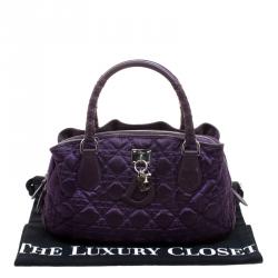 Pre Owned Dior Purple Cannage Nylon Charm Satchel