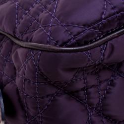 Pre Owned Dior Purple Cannage Nylon Charm Satchel
