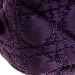 Pre Owned Dior Purple Cannage Nylon Charm Satchel