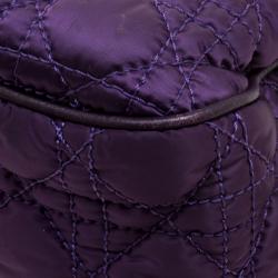 Pre Owned Dior Purple Cannage Nylon Charm Satchel