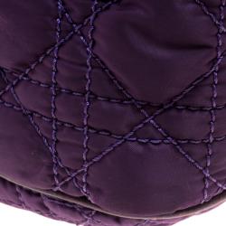 Pre Owned Dior Purple Cannage Nylon Charm Satchel