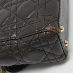 Dior Dark Grey Cannage Leather Mini Lady Dior Tote