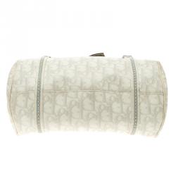 Dior Off White/Grey Monogram Coated Canvas Trotter Romantique Boston Bag