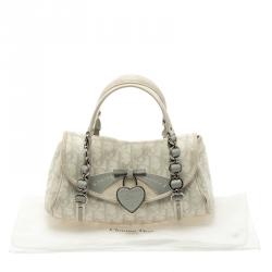 Dior Off White/Grey Monogram Coated Canvas Trotter Romantique Boston Bag