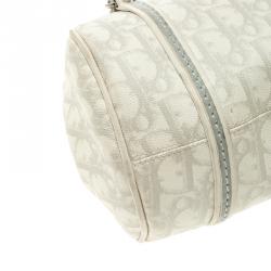 Dior Off White/Grey Monogram Coated Canvas Trotter Romantique Boston Bag