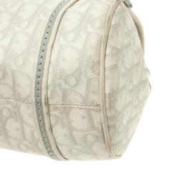 Dior Off White/Grey Monogram Coated Canvas Trotter Romantique Boston Bag