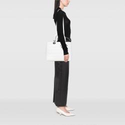 Pre Owned Dior White Large Lambskin Cannage Lady Dior