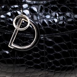مملوكة مسبقًا حقيبة يد ديور 61 جلد لامعة نق تمساح سوداء