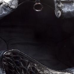 مملوكة مسبقًا حقيبة يد ديور 61 جلد لامعة نق تمساح سوداء