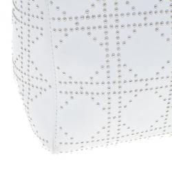 Pre Owned Dior White Studded Leather Medium Lady Dior