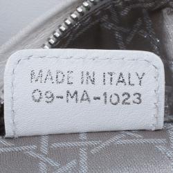 Pre Owned Dior White Studded Leather Medium Lady Dior