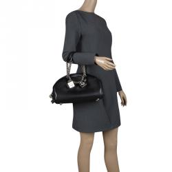 Pre Owned Dior Black Leather Gambler Dice Bowling Bag