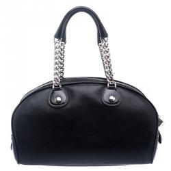 Pre Owned Dior Black Leather Gambler Dice Bowling Bag