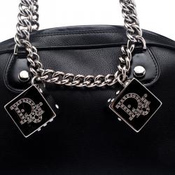 Pre Owned Dior Black Leather Gambler Dice Bowling Bag