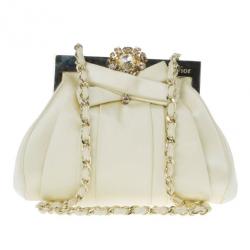 مملوكة مسبقًا Dior Cream Satin Drapé Evening Clutch