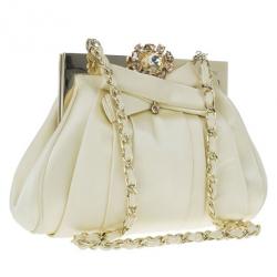 مملوكة مسبقًا Dior Cream Satin Drapé Evening Clutch