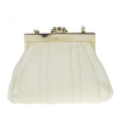 مملوكة مسبقً�ا Dior Cream Satin Drapé Evening Clutch
