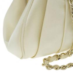 مملوكة مسبقًا Dior Cream Satin Drapé Evening Clutch