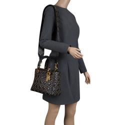 Pre Owned Dior Black Leather Lady Dior Studded Tote