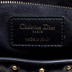 Pre Owned Dior Black Leather Lady Dior Studded Tote