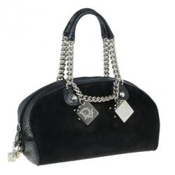 مملوكة مسبقًا Dior Black Suede and Python Gambler Bag