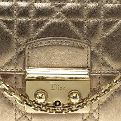 Dior Gold Cannage Leather New Lock WOC Wallet